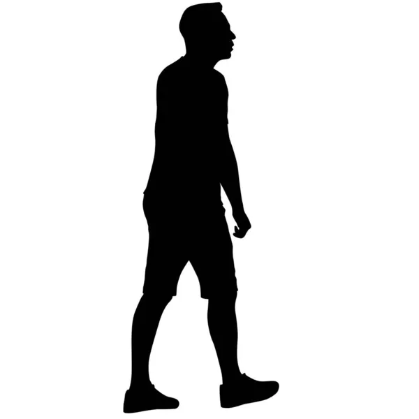 Silhouette Walking Man White Background — Stock Vector