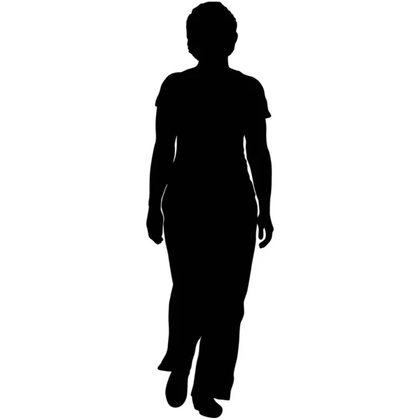 Silhouette Une Femme Qui Marche Sur Fond Blanc — Image vectorielle