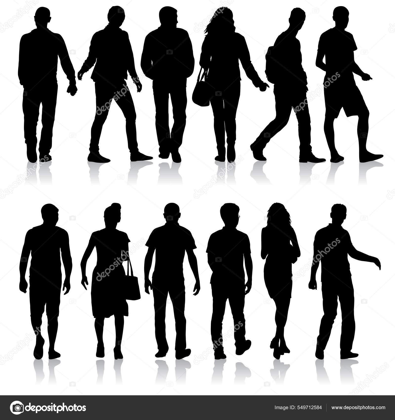 Image vectorielle Silhouette Groupe Personnes Debout Sur Fond Blanc par  ©aarrows - 549712584, image size:1600x1700