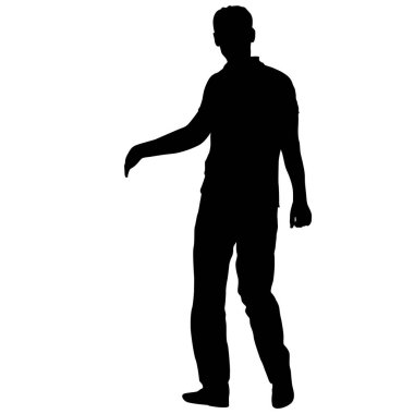 Beyaz arka planda yürüyen bir adamın silüeti..