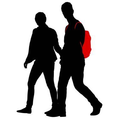 Siluet adam ve kadın el ele yürüyorlar.