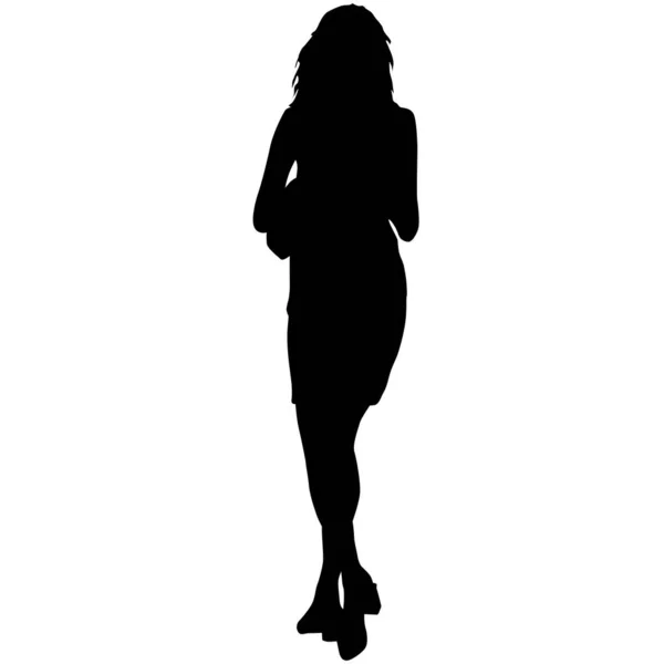 Silhouette Une Fille Qui Marche Sur Fond Blanc — Image vectorielle