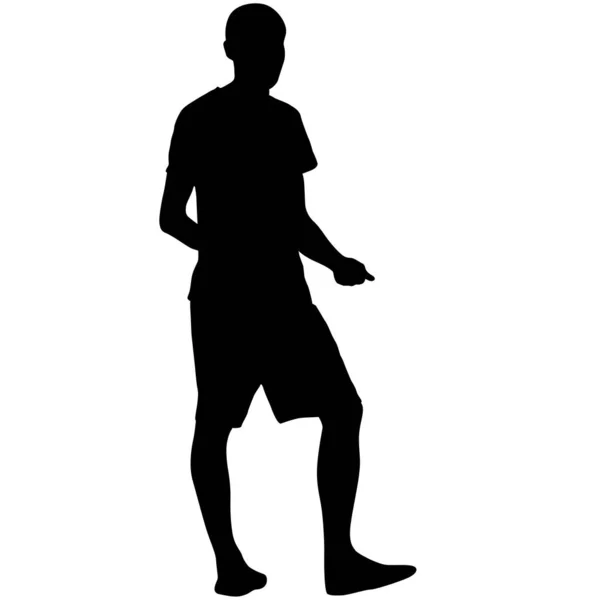 Silhouette Walking Man White Background — Stock Vector