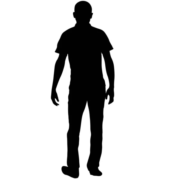 Silhouette Eines Wandelnden Mannes Auf Weißem Hintergrund — Stockvektor
