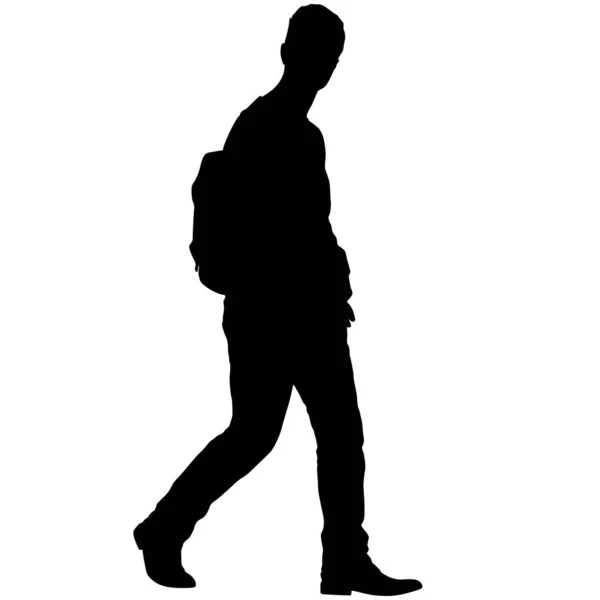 Silhouette Walking Man White Background — Stock Vector