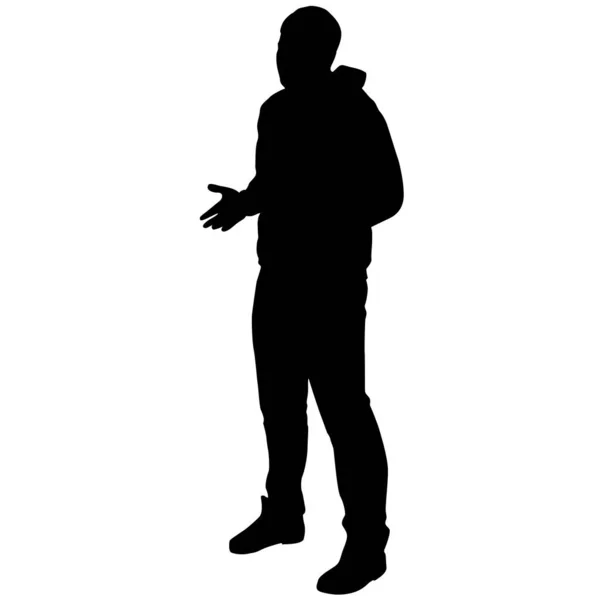 Silhouette Walking Man White Background — Stock Vector