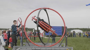 Barnaul - 22 Ağustos: Şehrin günü. 22 Ağustos 2017'de Rusya'nın Barnaul kentinde ki heyecan verici cazibe.