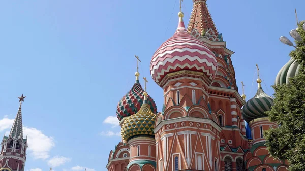Plaza Roja Moscú Catedral San Basilio Torre Spasskaya — Foto de Stock