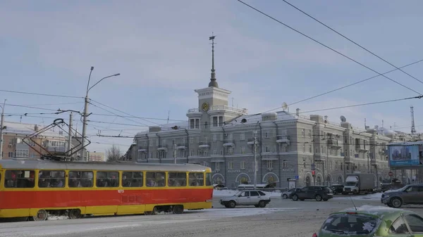 Barnaul Január Központi Terület Város Csúcsforgalomban Január 2018 Barnaul Oroszország — Stock Fotó