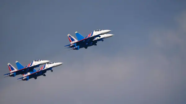 Moskva Ryssland Zhukovsky Airfield Augusti 2019 Aerobatic Teams Russian Knights — Stockfoto