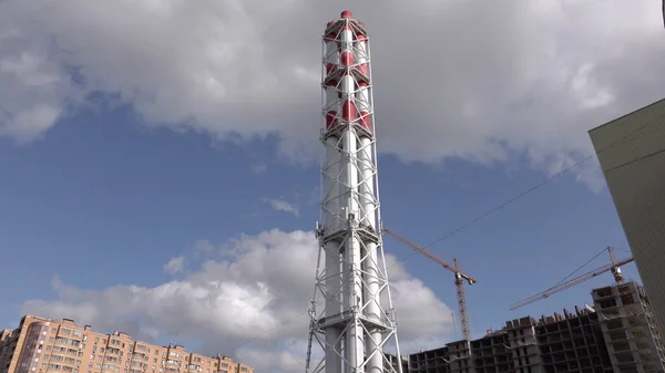 Tubos Humeantes Central Térmica Contra Cielo Azul — Foto de Stock