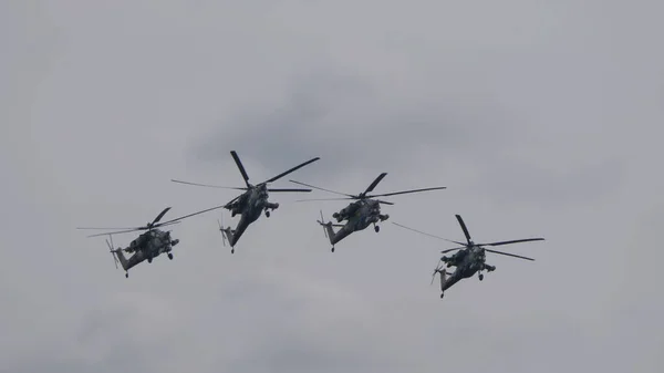 Zhukovsky Rusia Septiembre 2019 Demostración Del Helicóptero Ataque Fuerza Aérea —  Fotos de Stock