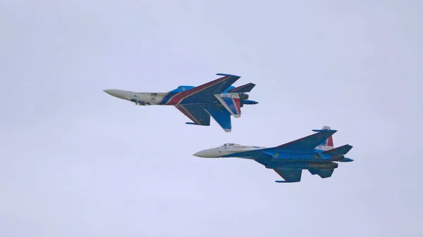 Moskva Rusko Zhukovsky Letiště Srpen 2019 Aerobatické Týmy Ruští Rytíři — Stock fotografie