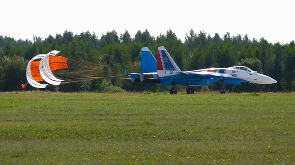 Moskva Rusko Zhukovsky Letiště Srpen 2019 Aerobatické Týmy Ruští Rytíři — Stock fotografie