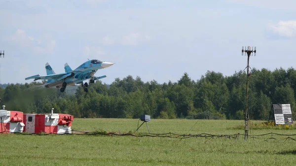 Moscú Rusia Zhukovsky Airfield Agosto 2019 Demostración Del Último Caza — Foto de Stock