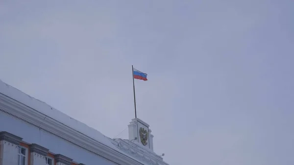 Barnaul Centralnej Części Miasta Godzinach Szczytu Stycznia Rosja — Zdjęcie stockowe