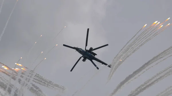 Zhukovsky Rusia Septiembre 2019 Demostración Del Helicóptero Ataque Fuerza Aérea —  Fotos de Stock