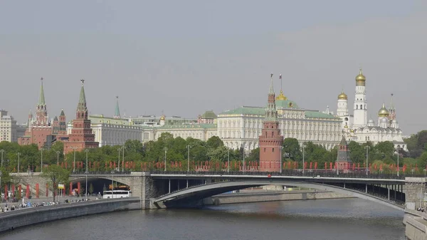 Soleado Día Verano Moscow Río Bahía Kremlin — Foto de Stock