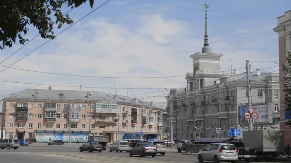 Barnaul Ağustos 2018 Rusya Nın Barnaul Kentinde Yoğun Saatlerde Şehrin — Stok fotoğraf