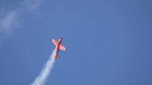 MOSCOW REGION, CHERNOE AIRFIELD 22 May 2021: airplane Extra EA-300 the Sky aviation festival, theory and practice