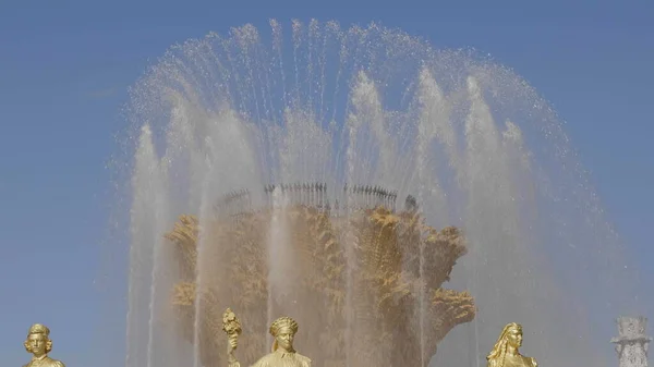 Moscow Russia April 2019 Figures Fountain Friendship Nations All Russia — Stock Photo, Image