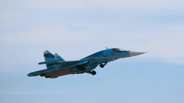 Moscow Russia Zhukovsky Airfield Agosto 2019 Demonstração Mais Recente Lutador — Fotografia de Stock