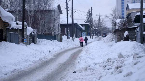 Холодный Зимний День России Барнаул Зимой — стоковое фото