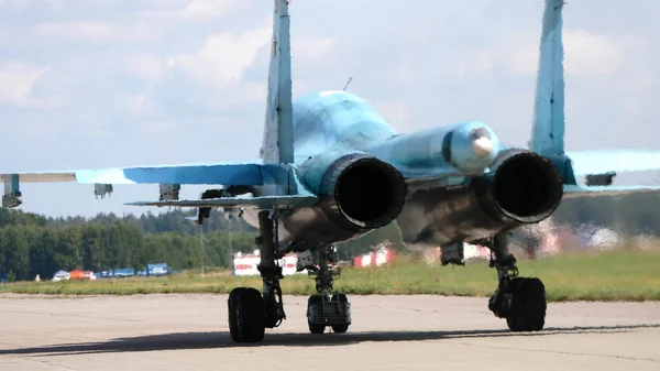 Moskwa Rosja Żukowski Lotnisko Sierpnia 2019 Demonstracja Najnowszego Rosyjskiego Myśliwca — Zdjęcie stockowe