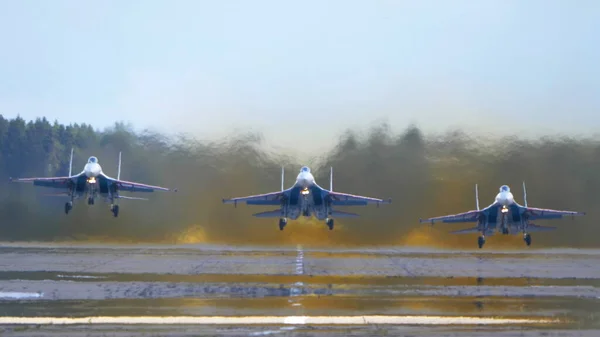 Moscou Rússia Aeroporto Zhukovsky Julho 2021 Equipes Aeroáticas Cavaleiros Russos — Fotografia de Stock