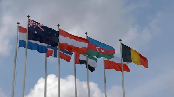 Various National Flags Flag Blue Sky — Stock Photo, Image