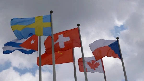 Various National Flags Flag Blue Sky — Stock Photo, Image