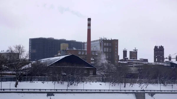 Thermische Centrale Moskou Koeltorens Leidingen Stadsgezicht Industriegebied — Stockfoto