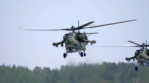 Kubinka Russia May 2021 Attack Helicopters Mil Strizhi Aerobatic Team — Stock Photo, Image