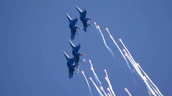 Moscow Russia Zhukovsky Airfield July 2021 Aerobatic Teams Russian Knights — Stock Photo, Image