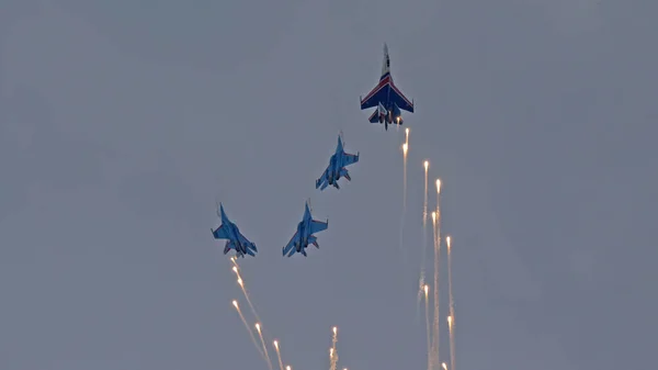 Moscow Russia Zhukovsky Airfield Липня 2021 Аеробатичні Команди Russian Knights — стокове фото