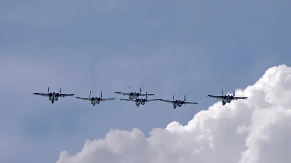 Moskva Ryssland Zhukovsky Flygfält Juli 2021 Aerobatiska Team Ryska Riddare — Stockfoto