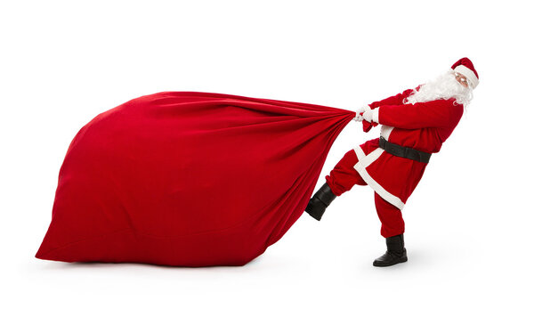 Санта-Клаус с огромной сумкой
