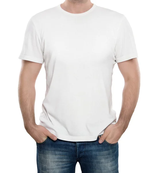 T-shirt blanc vierge avec espace de copie — Photo