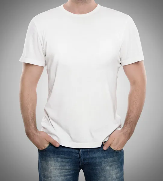 Camiseta blanca en blanco con espacio para copiar —  Fotos de Stock