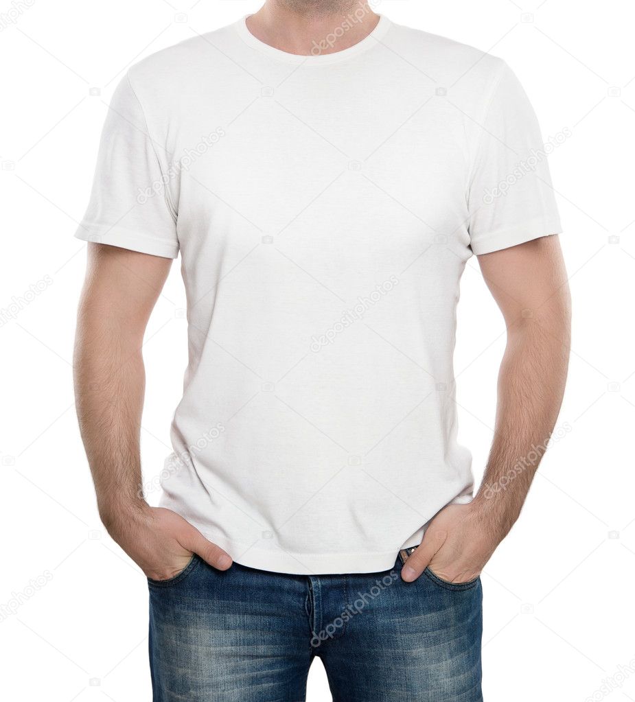 Hombre playera blanca fotos stock, imágenes Hombre playera blanca royalties | Depositphotos