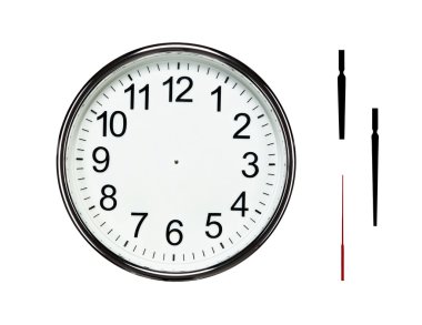 Close up of blank silver clock with clipping paths