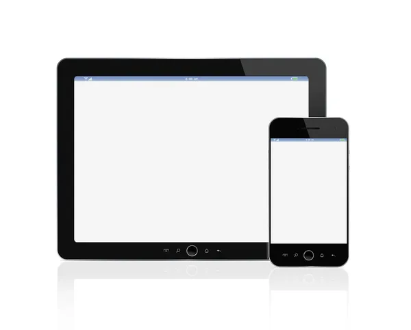 Boş dijital tablet ve kırpma yolu ile akıllı telefon — Stok fotoğraf