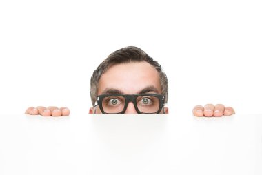 Funny nerd peeking clipart