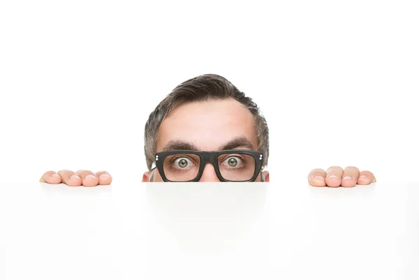 Funny nerd peeking Stock Image