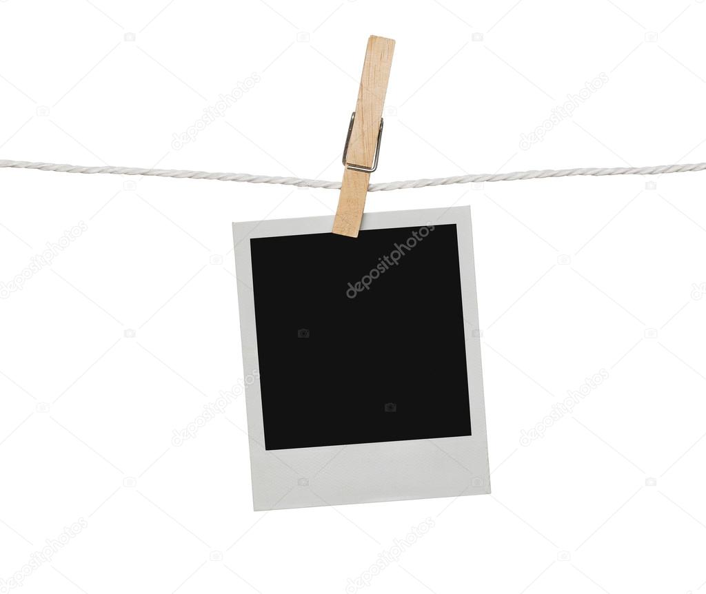 Blank photograph on the clothesline