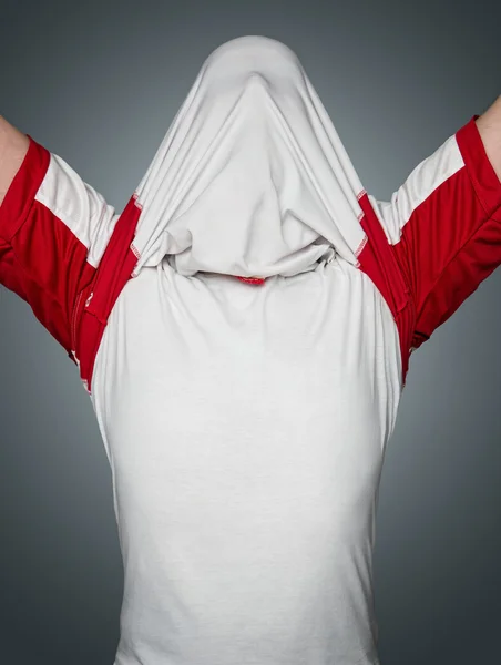 Jogador de futebol com camiseta em branco — Fotografia de Stock