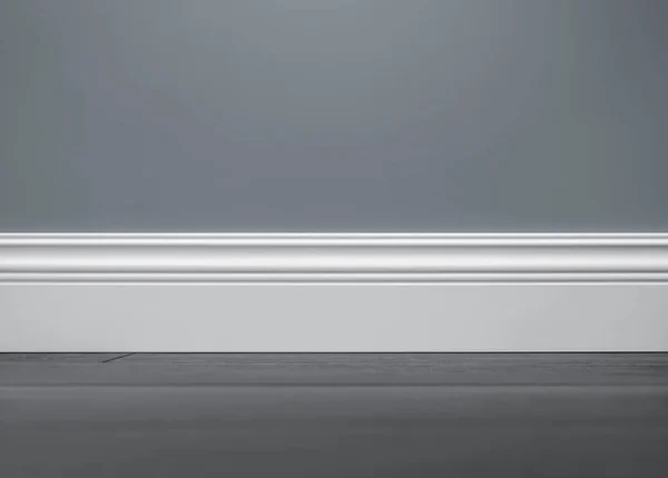 Close Decorative Moulding White Baseboard Empty Room Copy Space lizenzfreie Stockfotos