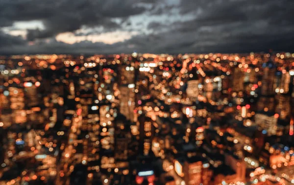 Aerial View Defocused City Lights Dusk Copy Space Stockfoto