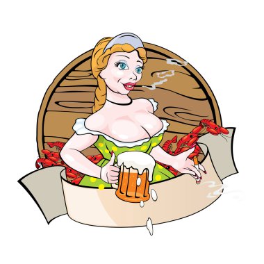 Waitress with beer clipart