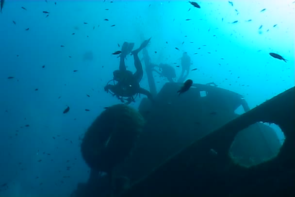 Malta unterwasser schiff wrack tauchen — Stockvideo